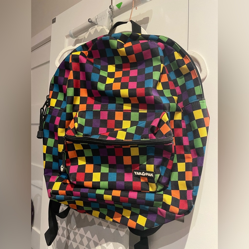 Used YakPak backpack - checkered rainbow